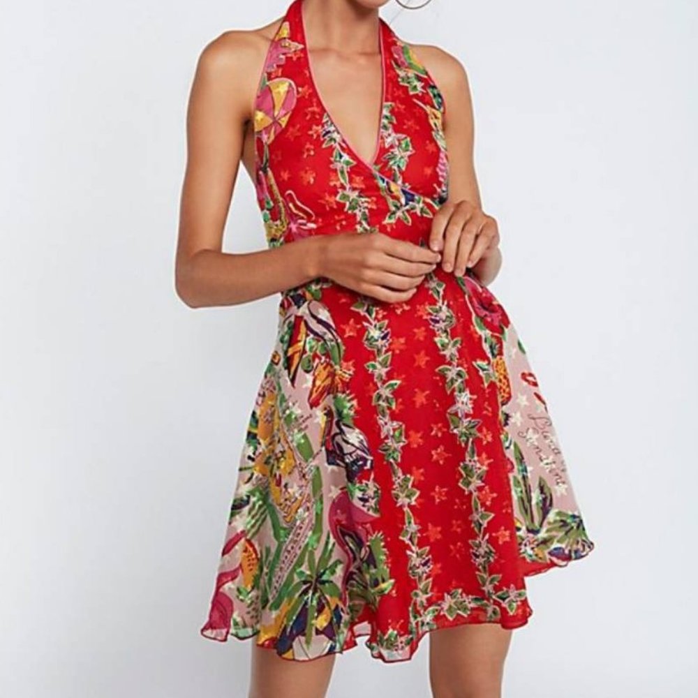 NWT Anna Sui Red Dress Size 0 Land of Sunshine